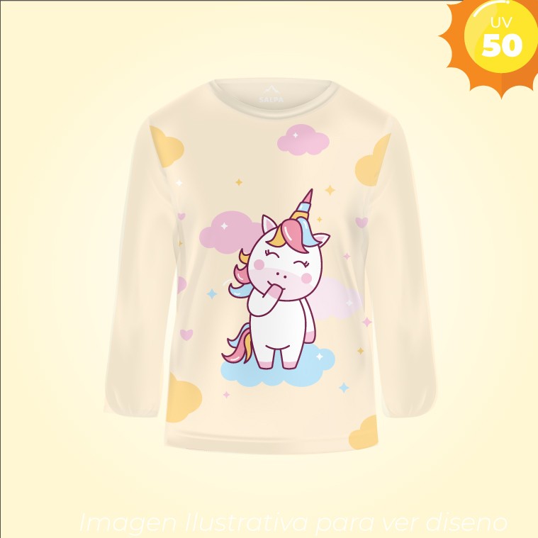 Remera Proteccion UV Infantil Unicornio