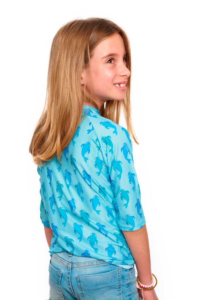 Remera Proteccion UV Infantil 3/4 Acuario Verde