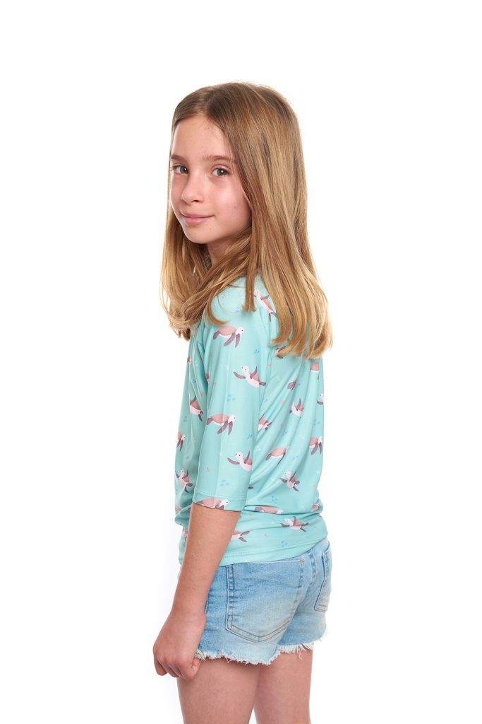 Remera Proteccion UV Infantil 3/4 Crush Verde