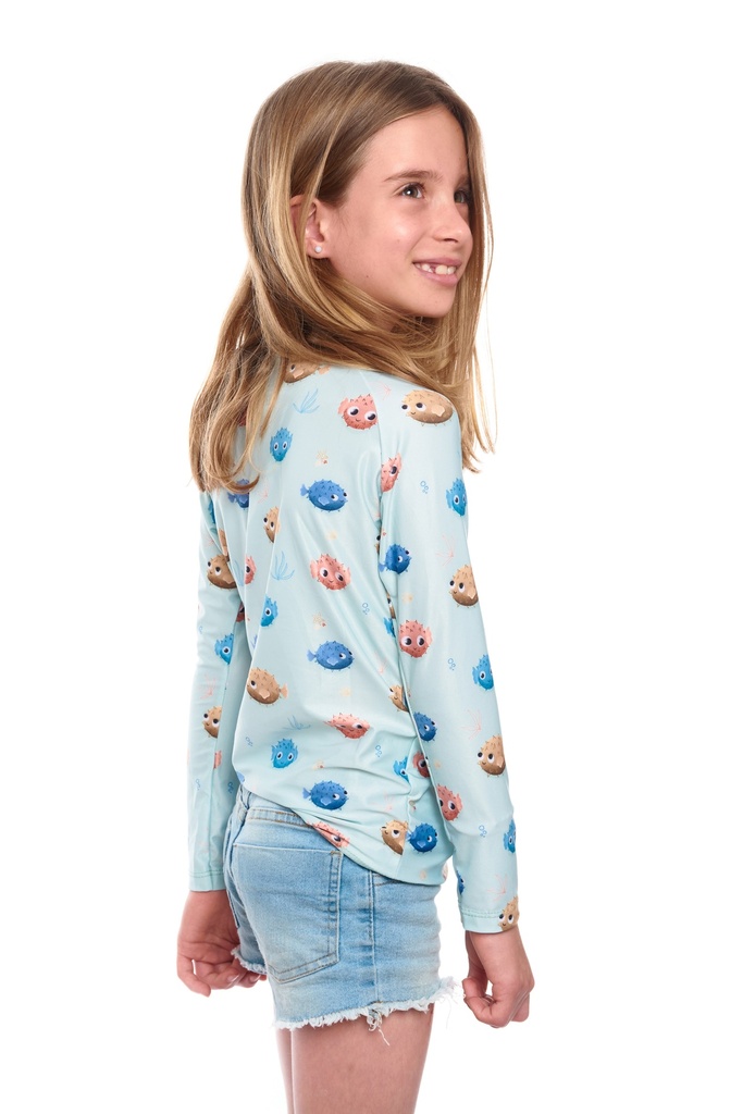 Remera Proteccion UV Infantil Manga Larga Globo Celeste