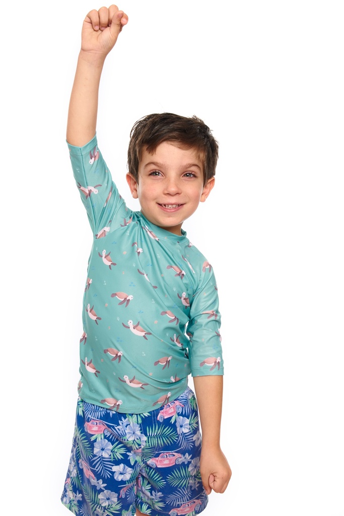 Remera Proteccion UV Infantil 3/4 Crush Verde