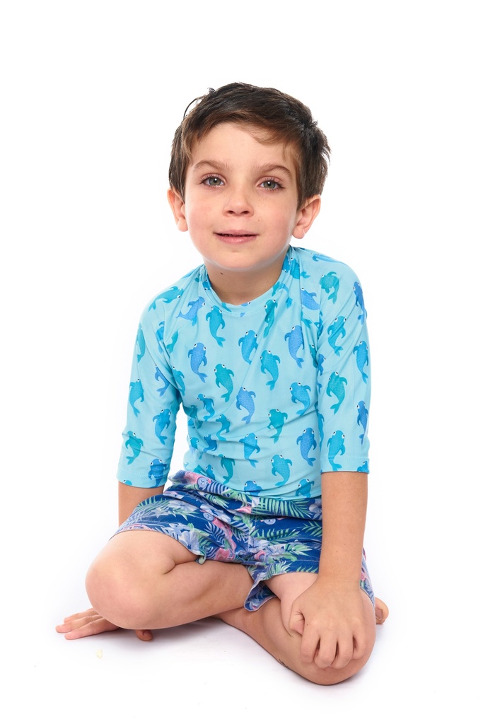 Remera Proteccion UV Infantil 3/4 Acuario Verde