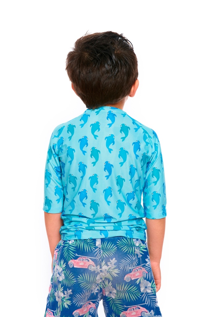 Remera Proteccion UV Infantil 3/4 Acuario Verde