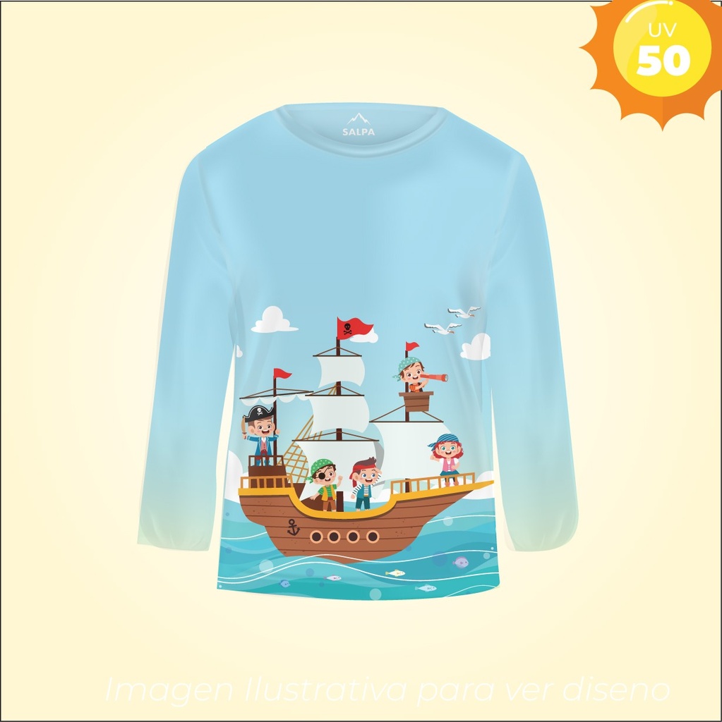 Remera Proteccion UV Infantil Pirata