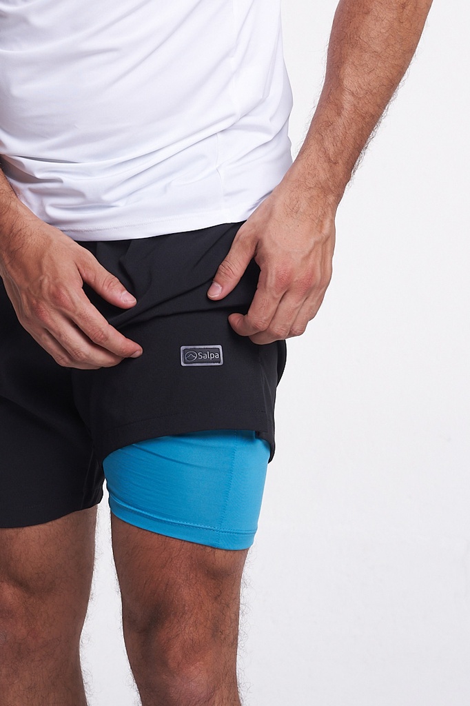 Short Long con Bolsillos (S, Negro)