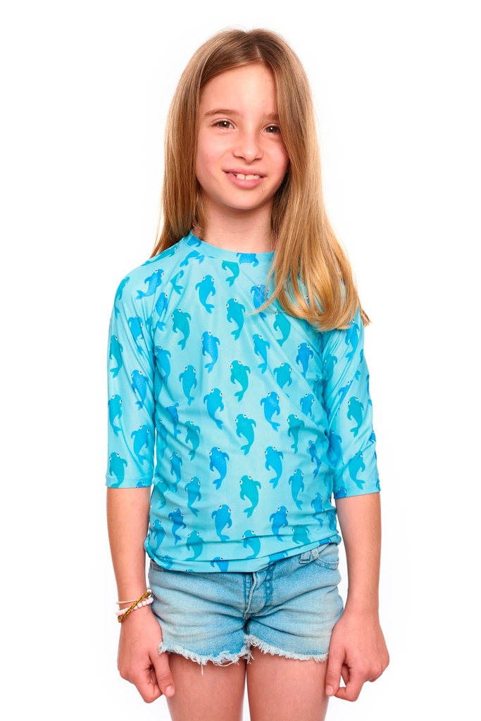 Remera Proteccion UV Infantil 3/4 Acuario